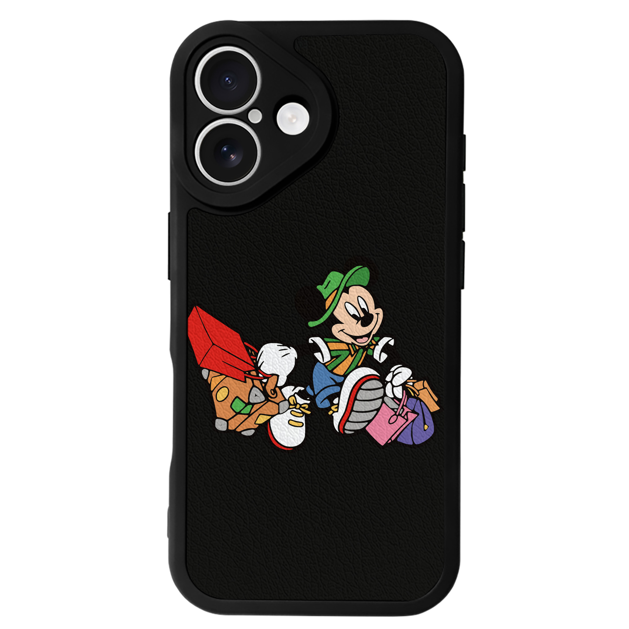 （画像用） ミッキーマウス Mickey Mouse 【iPhone 16シリーズ対応】シリコンスマホケース（レザー調） 材質：シリコン